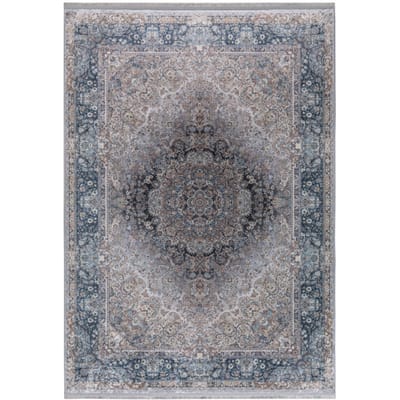 Muratap Star klassiek oosters vloerkleed wasbaar anti slip blauw- 140x200 cm