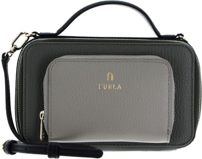 FURLA Leren Schoudertas Handtas Camelia Mini Crossbody Cactus + Marmo c + Nero Donkergroen