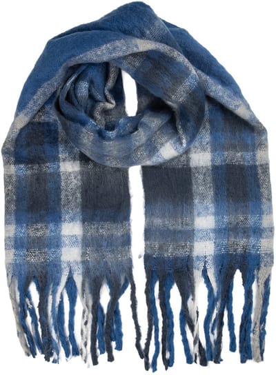 Clayre & Eef Wintersjaal Dames 50x210 cm Blauw Textiel