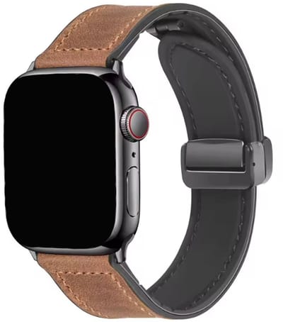Innerlight® Alura - Bruin - 38mm/40mm/41mm - lederen bandje geschikt voor Apple Watch - Snelle magneetsluiting - Geschikt als Apple Watch bandje voor Series 1/2/3/4/5/6/7/8/9/10 42mm/11 42mm/SE