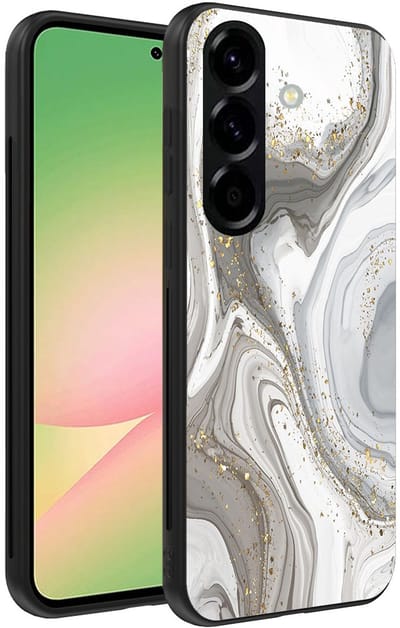 Smartphonica Telefoonhoesje Geschikt voor Samsung Galaxy A56 met marmer opdruk - TPU backcover case marble design - Zilver geschikt voor Samsung Galaxy A56