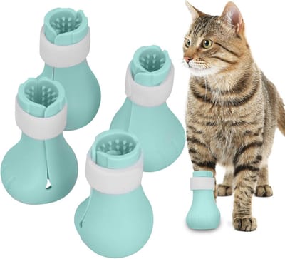 4-Delige anti-kras laarzen - 10x4cm - voor katten en honden - antislip schoenen - verstelbare Siliconen - geschikt voor kleine honden, beschermen de poten - Voor baden, nagels knippen, oren reinigen, behandeling - groen