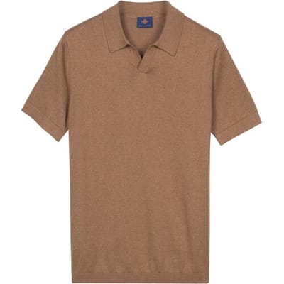 Baileys Polo Knitted Short Sleeve No-Button Collar Taupe / male