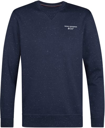 Petrol Industries - Heren Logo-print Sweater Pagosa - Blauw - Maat XXL