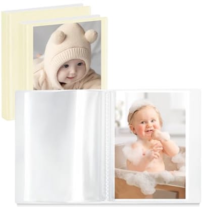 Klein Fotoalbum Set van 3 - Perfect voor 10x15 cm Foto's, Maximaal 52 Foto's per Album, Personaliseerbare Omslag, Beige