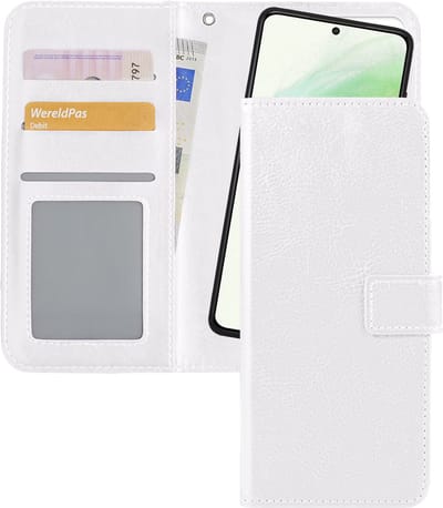 Hoesje - 2 in 1 - Geschikt voor Samsung Galaxy S21 Ultra - Met Uitneembare Hard Cover - Bookcase - Wallet Case - Met Pasjeshouder - Book Case - Uitneembaar - Pashouder - Kunstleer - Telefoonhoesjes - Wit