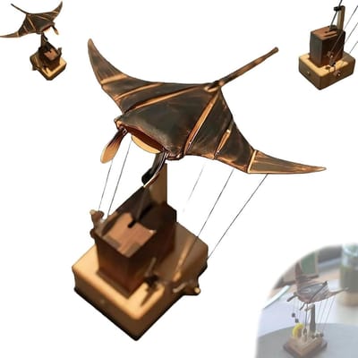 Handgemaakte Mechanische Manta Ray Automaton, Houten Kinetische Sculptuur voor Decoratie en Creatieve Interieurinrichting.