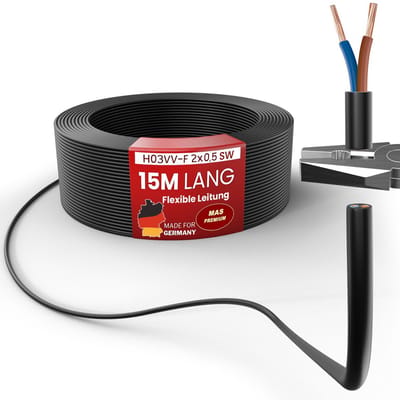 Flexibele Installatiekabel H03VV-F 2-aderig Zwart - Geschikt voor Elektrische Apparaten Binnen