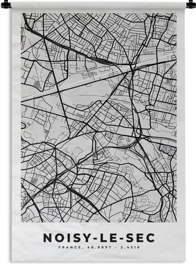 Wandkleed - Wanddoek - Frankrijk - Plattegrond - Kaart - Noisy-le-Sec - Stadskaart - 120x180 cm - Wandtapijt