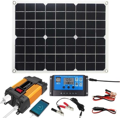 Draagbare zonnestelselkits- Draagbare Monokristallijne Zonnepaneellader,Monokristallijn Zonnepaneel Omvormer voor Camper, Aanhangwagen, Camper, Off-grid