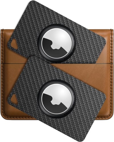 Creditcardformaat Airtag Wallet Card Holder, Set van 2, Ultralichte Carbon Fiber, Ideaal voor Apple AirTag, Draagbare en Dunne Portemonnee, Perfect voor Organisatie en Bescherming