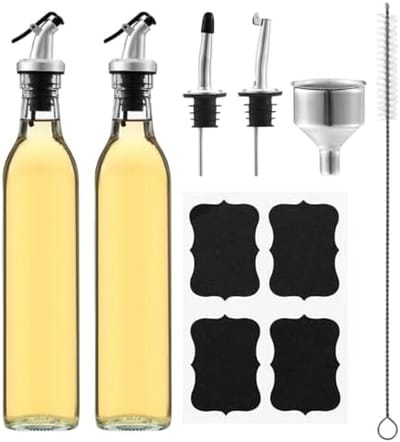 PromoHome Olie- en Azijnfles Set - 2 Stuks Glazen Dispensers met Trechter