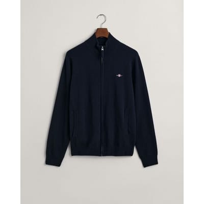 Gant Vest Superfine Lambswool Zip Cardigan Marine / male
