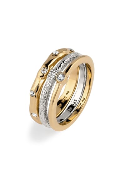 Elli - Ring - Ring Set Vrouwen Glazen Kristallen Xirius Geslepen Wit 925 Sterling Zilver - Dames