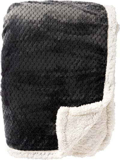 Dutch Decor - CODY - plaid 150x200 cm - sherpa fleece deken - honingraatpatroon - Raven - zwart