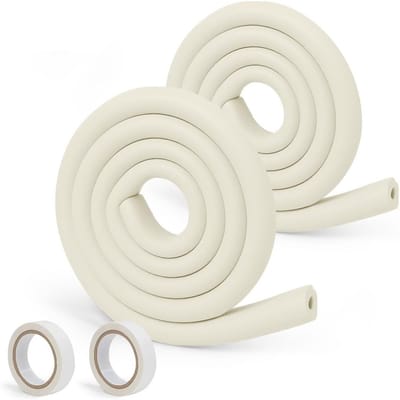 Rubberen Hoekbeschermer voor Kinderen, 2 x 2M U-vormige Tafelrandbeschermer, Veiligheid voor Baby's met Zacht Schuim, Extra Dikke Antiknelling Tafelrandbescherming (Wit)