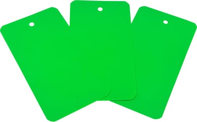 Kortpack - Groene PVC Labels - 120mm lang x 65mm breed - 1000 stuks - 2 Ponsgaatjes - Afgeronde Hoeken - Kunststof Kaartjes - Beschrijfbaar - (021.0025)