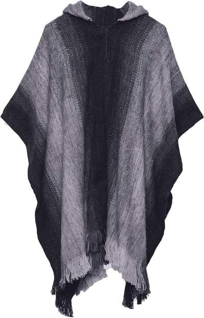 Warme en Zachte Peruaanse Poncho voor Heren - Geometrisch Ontwerp, One Size, Wollen Poncho Met Capuchon