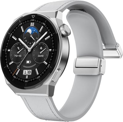 Hybride siliconen-leren bandje - geschikt voor Garmin Venu 2 / Venu 3 / Vivoactive 4 / Forerunner 255 / 265 - grijs