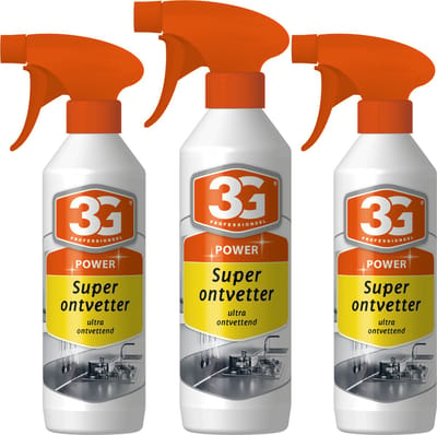 3x 3G Professioneel Power Super Ontvetter - Ontvetter - Keukenreiniger - Krachtige Reiniger - Vette Aanslag - Fornuis Reiniger - Ovenreiniger - Superontvetter - 3-Pack