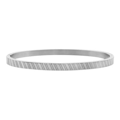 Essentialistics - Bangle armband schuine streepjes - Zilverkleur - Stainless steel (verkleurt niet) - Kliksluiting