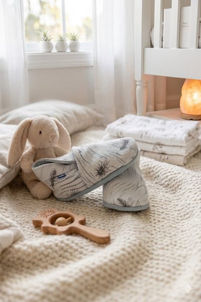 Stabifoot Babyslofjes – Zacht Leer – Cadeaudoos - Linnen zakje - Barefoot - GREY 0 - 3