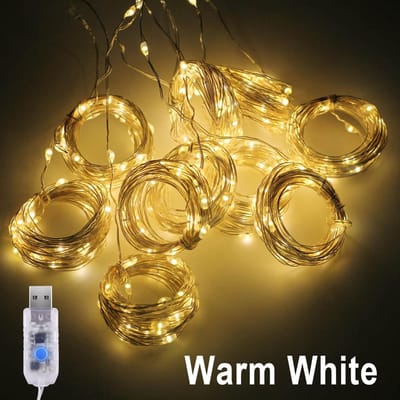 1M/2M/3Mx3M LED-gordijnslinger Licht op het raam USB-lichtslingers Fairy Festoen met afstandsbediening Kerstbruiloft Ramadan Decoratie voor thuis 3Mx1M yellow