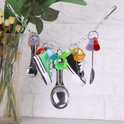 Perroquet Oiseau Coloré en Plastique Jouets à Mâcher Jouer Décoration à Suspendre pour Cage gray