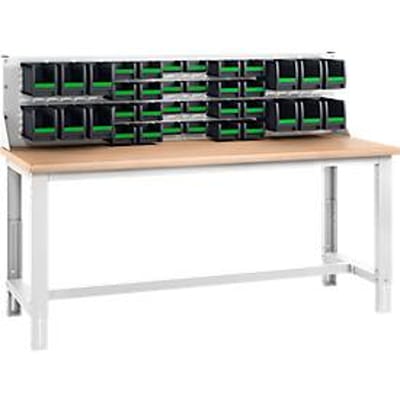 Bott cubio system werkbank, met uittrekframe en sleufblad, beuken multiplex plaat, tot 800 kg, B 2000 x D 750 mm, lichtgrijs