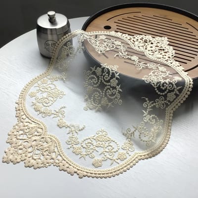 1 napperon de table brodé en dentelle rétro française, 31 x 42 cm, pour décoration de vase 31X42CM&Oval