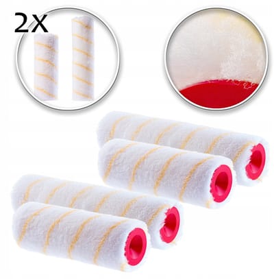 KADAX Verfroller, set - 20 + 25 cm, verfrol, gele draad, schilderrol van polyacryl, laagpolig, lakroller, verfroller voor muurverf, gevel, gevelrol, lakrol (2)