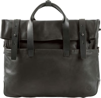 HAROLD'S Leren Schoudertas Laptoptas met laptopvak Mount Businessbag Black Zwart