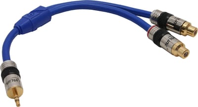 Premium 3,5mm Jack (m) - Tulp (v) stereo audio adapter kabel / blauw - 0,25 meter