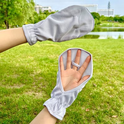 Zonwerende handschoenen voor buiten - zonwerende mouwen van ijzijde - fietshandschoenen (Grijs)