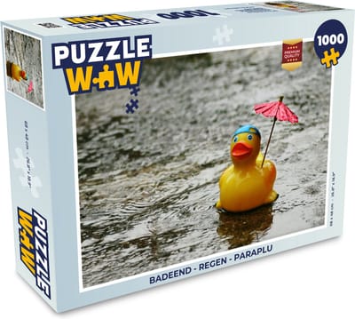 Puzzel Badeend - Regen - Paraplu - Legpuzzel - Puzzel 1000 stukjes volwassenen
