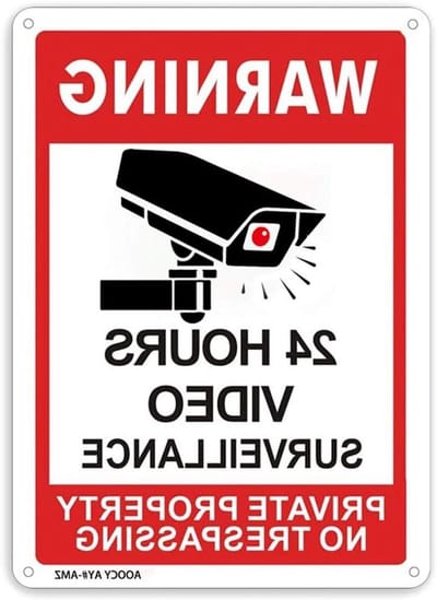 Bewakingsbord - Waarschuwingsbord Camera - Beveiliging Eigendom - Weerbestendig Metaal - 18x25 cm - Zwart