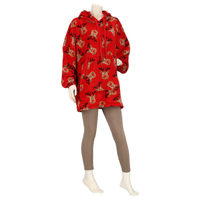 Kerst hoodie dames - Dames - Rood - One Size - kersttrui dames volwassen - kerst trui dames - kerstsweater dames - kerstrui dames