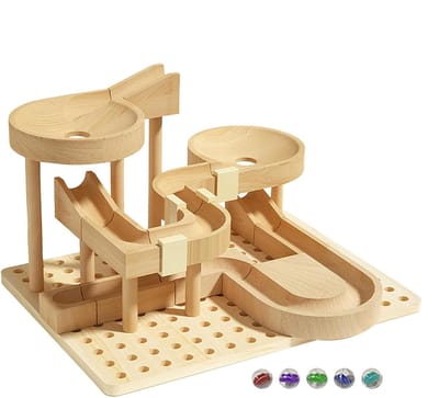 Houten Knikkerbaan - Hersenkraker Puzzel - Creatief Bouwen - Educatief STEM Speelgoed - 225x165 Cm - Houtkleur