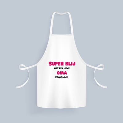 Akyol - super blij met een lieve oma zoals jij Keukenschort - Oma - de liefste oma - verjaardag - cadeautje voor oma - oma artikelen - kado - geschenk - 82 bij 71 cm