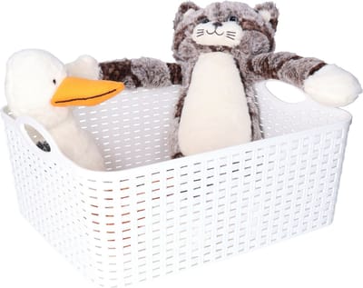 Plasticforte opbergmandje/kastmandje - 11 liter - wit - kunststof - 35 x 28 x 16 cm - nestbaar