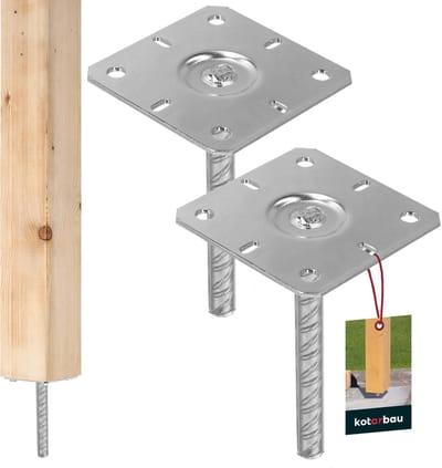 KOTARBAU® 2 st Paalhouder, Verzinkt Staal, 130 x 130 x 200 mm, Zilver, Paaldrager in Beton Storten, Betonanker voor Houten Palen, Paalhouder Schutting Beton