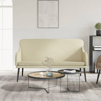 vidaXL - Bankje - 110x76x80 - cm - kunstleer - crèmekleurig