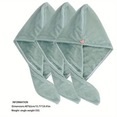 Daity 3-delige superzachte absorberende föhnhanddoek - snel drogende haarhanddoek met knoop - microvezel haarhanddoekkap - haaraccessoire - badkameraccessoire - geschikt voor alle haartypen (Groen)