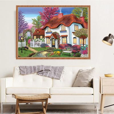 Diamant Schilderij Landschap Volledig Diamant Mozaïek Mooi Huis Volledig Ronde Diamant Borduurwerk 20X30CM brown