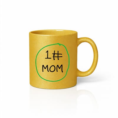 #1 MOM Mok - Beste Moeder Ooit - Moederdag Cadeau - Keramische Koffie & Thee Beker - Goud - 330ml