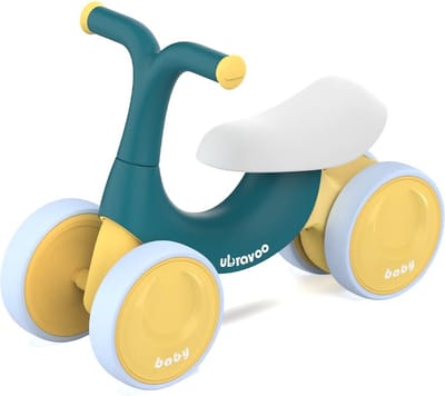MartiCo® Loopfiets - Peuter - BalansFiets - Ergonomisch Zadel - Met 4 Wielen - 1 tot 3 jaar - BabyWalker - Groen - Max 30kg