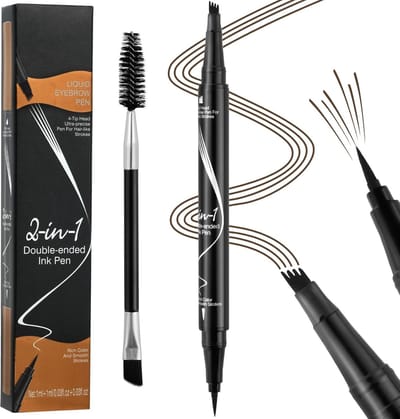 2-in-1 Oogbrauwpotlood met Fork Tips en Precisie Borstel voor Natuurlijke Oogbrows, Waterproof en Langdurig