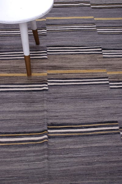 Grijs Tapijt Laagpolig Handgeweven Wollen Vloerkleed - Koho Afghan Modern Kelim 193x150 - 193x150cm- Modern - Woonkamer - Salon - Slaapkamer - Eetkamer