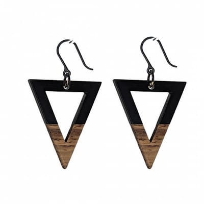 100% Allergievrij- Lange -Oorbellen -Dilara -Hout- Bruin-Zwart- Charme Bijoux
