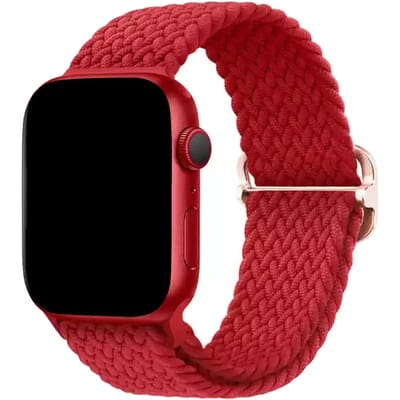 123watches bandje Weavy - nylon - rood - 38 · 40 · 41 & 42 mm - Geschikt voor Apple Watch series 1/2/3/4/5/6/7/8/9/10/11/12/SE/SE2/SE3